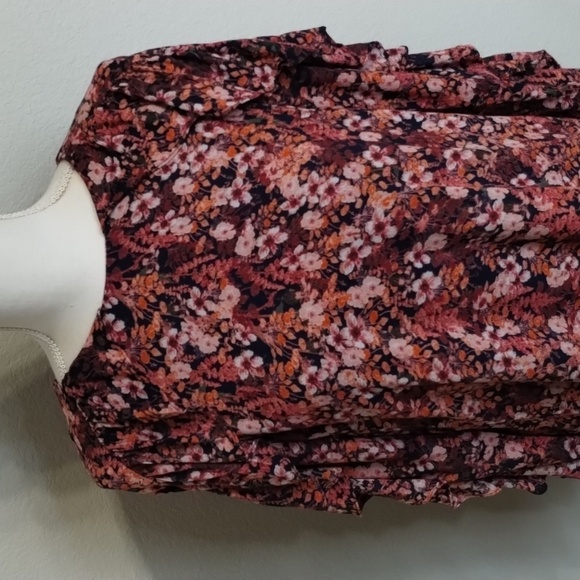 H&M women's size 6 floral fitted dress ruffle long sleeve lined - Picture 2 of 12